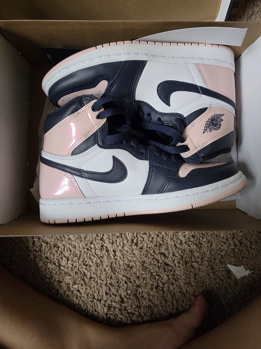Nike Wmns Air Jordan 1 Mid - Navy, White & Bubblegum Pink